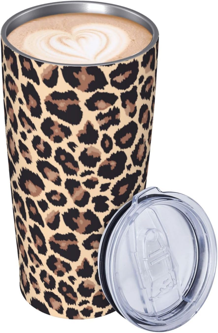 Yobvec Cheetah Print Tumbler Cup with Lid and Straw, 20 Oz Stainless Steel Insulated Mug, Leopard Print Gifts for Men Women - Image 7