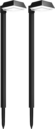 Sunco - Paquete de 2 luces solares para acera al aire libre, superbrillantes, temperatura de color seleccionable, 3CCT, 3000 K5000 K7000 K, 150 LM,