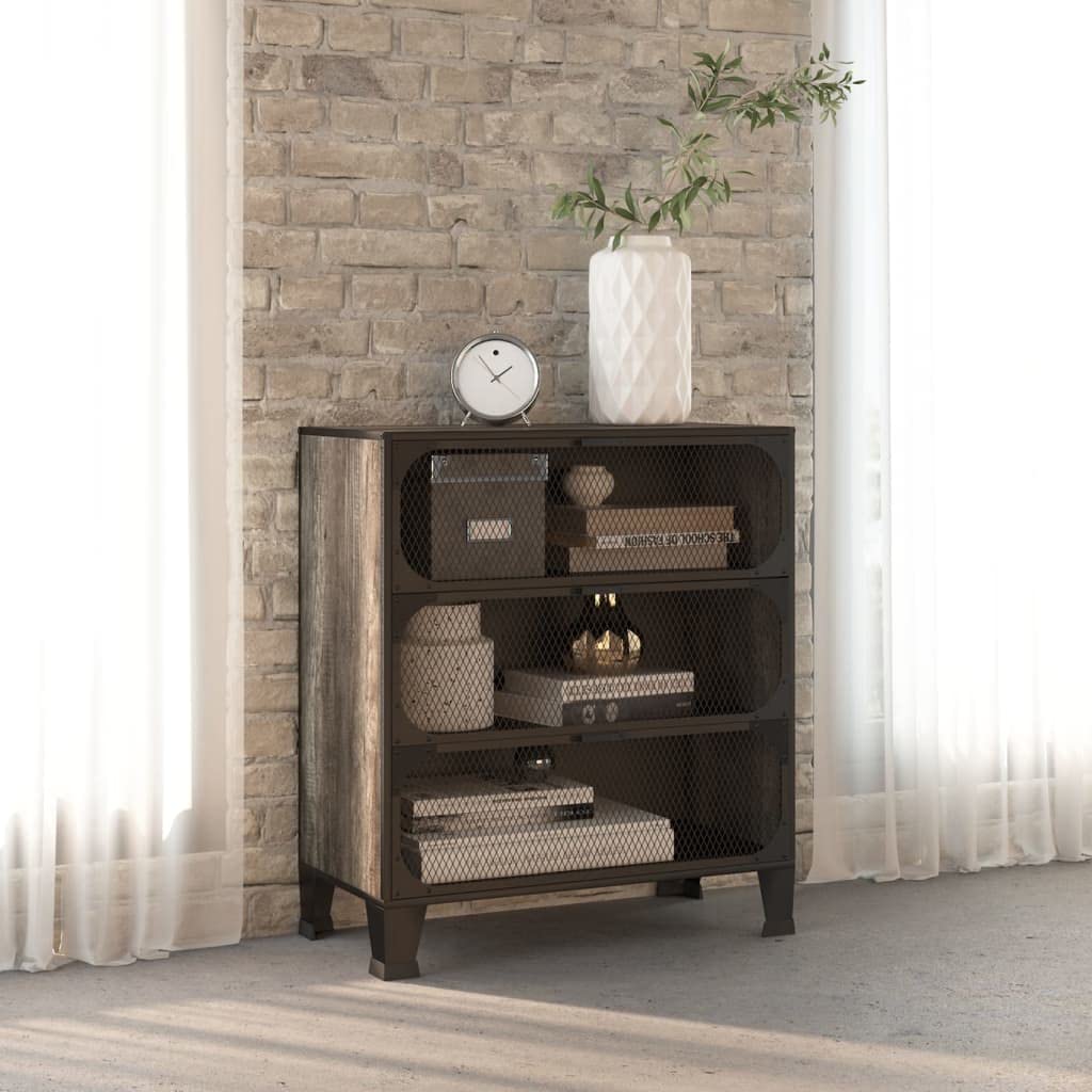 Armoire de rangement grise avec 3 portes en maille ultra solides