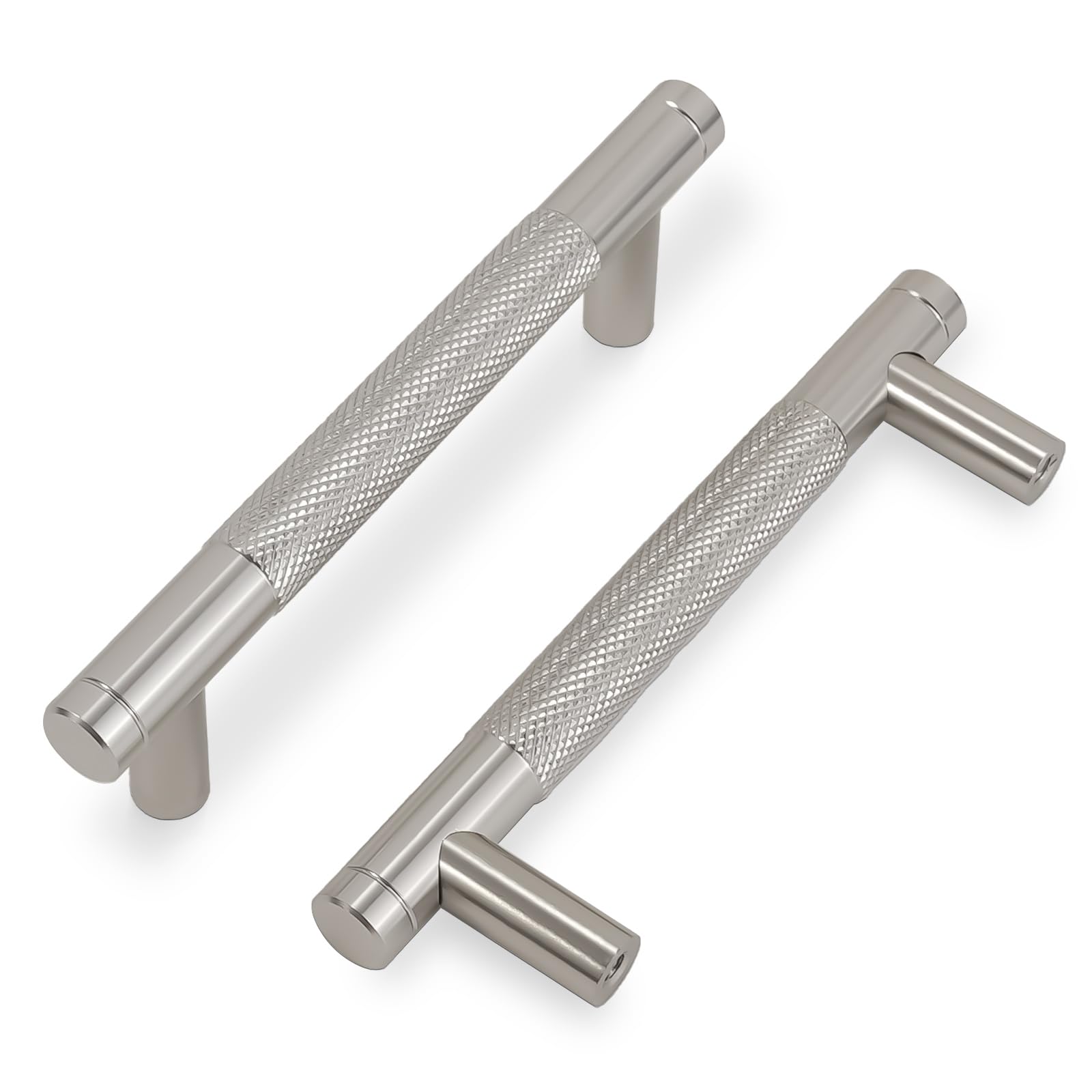 COTYKILEY 10 Pack 3 Inch(76mm) Brushed Satin Nickel Cabinet Handles Sliver Knurled Kitchen Cabinet Pulls Cabinet Door Handles Kitchen Cabinet Hardware Cupboard Drawer Pulls Dresser Handles