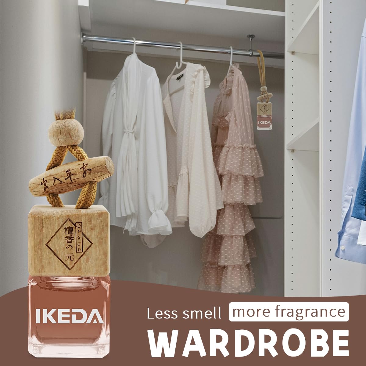 ikeda fragrance Auto-Lufterfrischer, quadratischer hängender Autoduft mit Entlüftungs-Clip-Flasche, langanhaltender Duft, Diffusor für ätherische Öle, Geruchsbeseitigungsmittel, quadratisch
