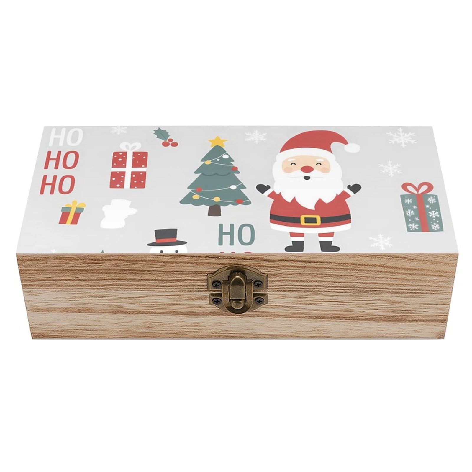 Oudrspo Christmas Santa Claus Gift Ho Ho Retro Wooden Storage Box Keepsake Jewelry Decorative Art Storages Box Gift Boxs