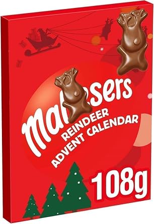 Maltesars Reindeer Chocolate Advent Calendar 108g   Christmas Chocolate Countdown with Milk Chocolate Treats & Mini Reindeer, Festive Gift & Stocking Filler