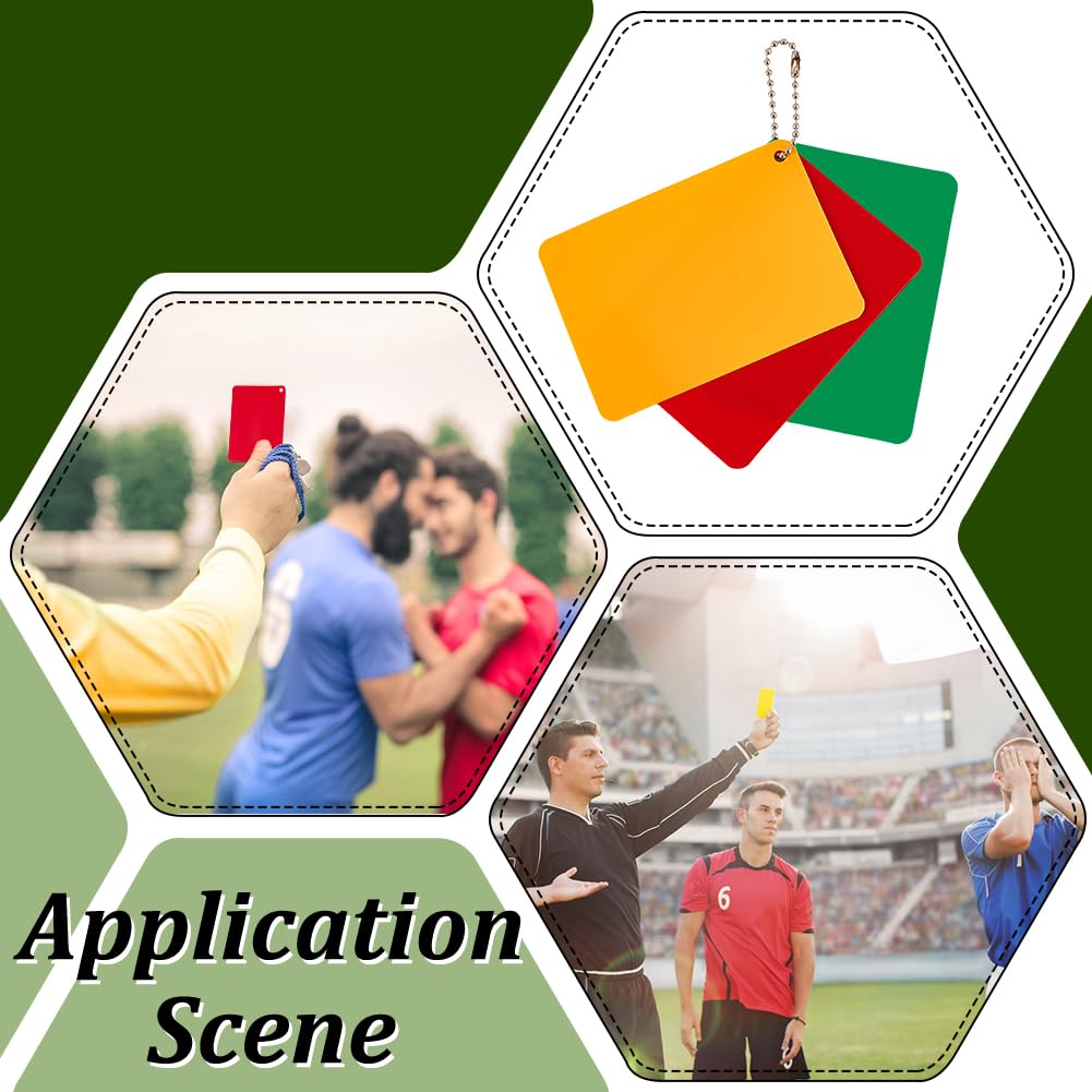 AHANDMAKER 4 juegos de tarjetas de árbitro de fútbol, rojo, amarillo y verde, juegos de tarjetas de penalización de árbitro de fútbol, tarjetas de advertencia de fútbol, accesorio de juez para