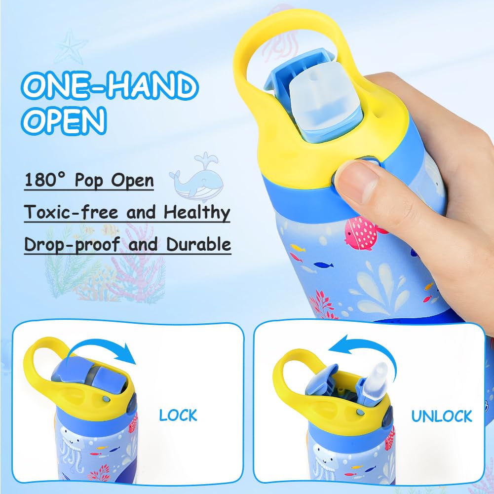 flintronic 350ml/12oz Kids Water Bottle Stainless Steel with Straw, Vacuum Insulated Water Bottles, BPA Free - Image 2