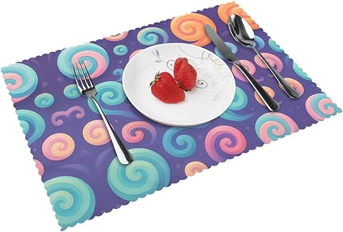 Miniatura 11 de Juego de 4 manteles individuales rectangulares, resistentes al calor, 4 manteles individuales impresos para cocina y comedor Caramelo 4,Bright