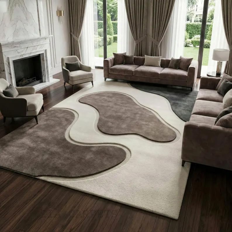 Image of zia carpets Hand Tufted Woollen Modern Collection Bedroom & Living Room Carpet Size 9 X 12 Feet