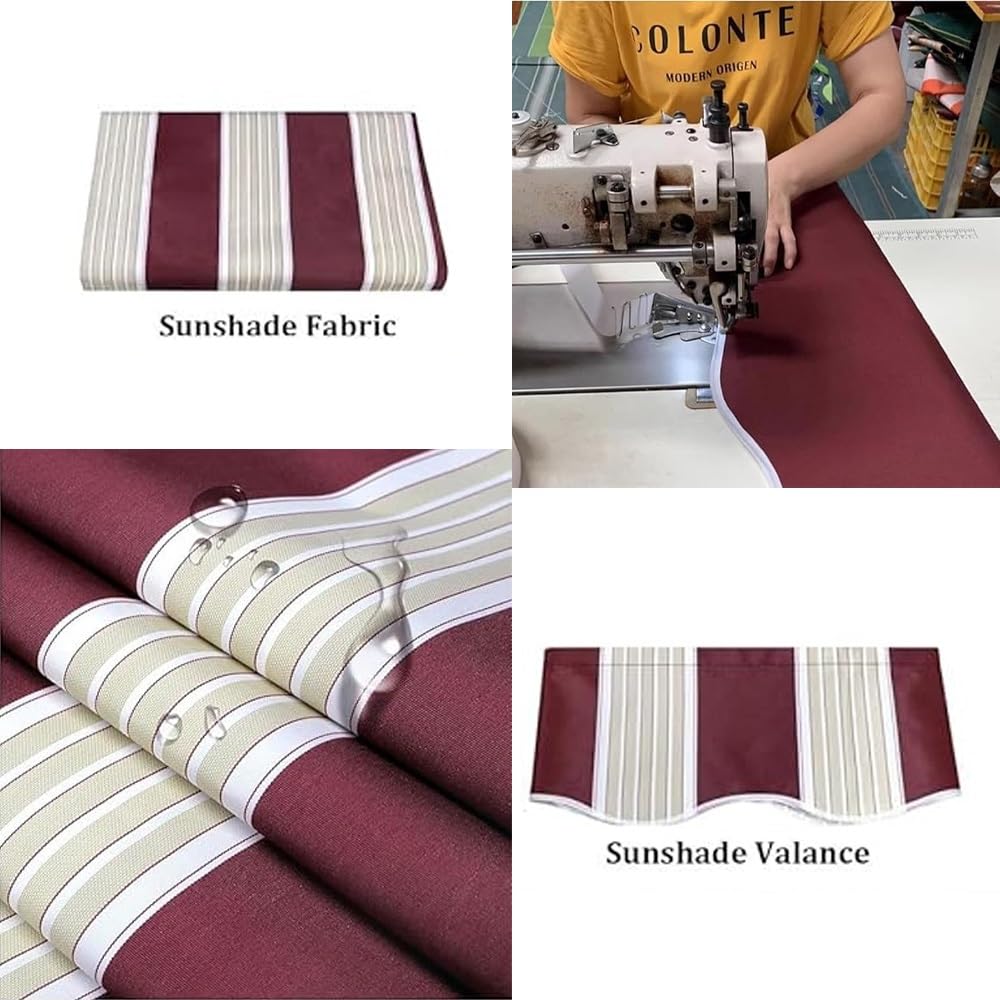 Telo di Ricambio per Tenda da Sole Retrattile, Tessuto di Ricambio per Tenda da Esterno, Tendone Parasole in Tela Motivo A Righe(D,10x8ft/300x250cm)