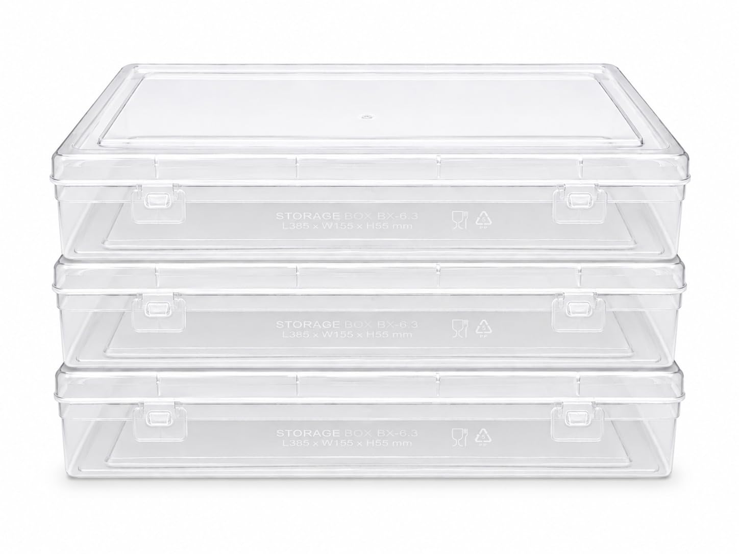 Multipurpose Plastic Storage Organizer Box | Transparent Utility Storage Case for Clothes Saree, Shirt, kurta | Portable Lockable Storage Container for Home (Pack Of 3)-image-7