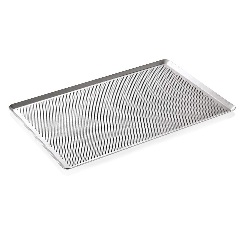 WAS 6816 600 Aluminium Backblech, 3mm Perforierung, Schräg Zulaufende Kanten, 60cm Länge, 40cm Breite, 2cm Höhe