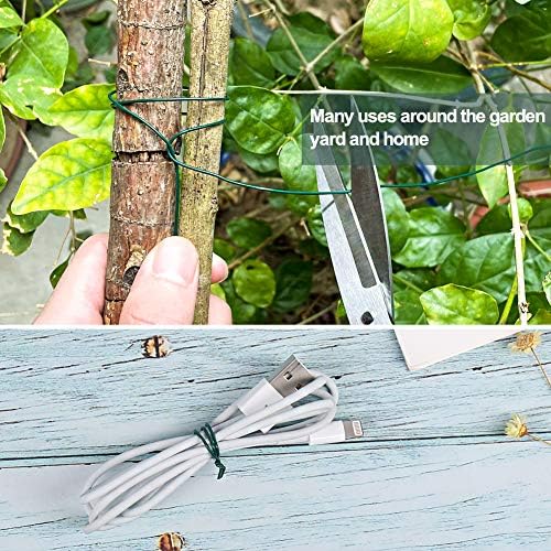 Shintop 328 Feet Garden Wire, Plastic Coated Green Reel Wire Tie Plant Support for Gardening, Home, Office(Green)