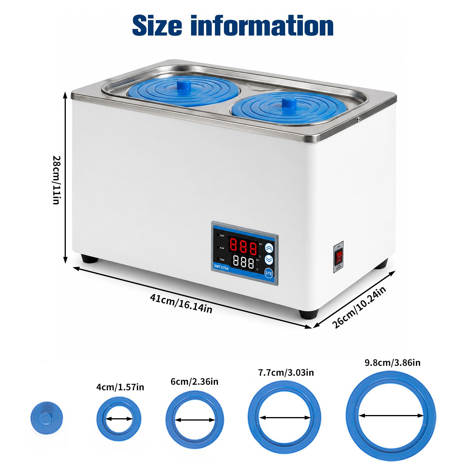 Baño maría digital 6L 600W - Baño maría de laboratorio con tanque interior de acero inoxidable y calefacción integral, olla baño maría con función temporizador y control de temperatura (±