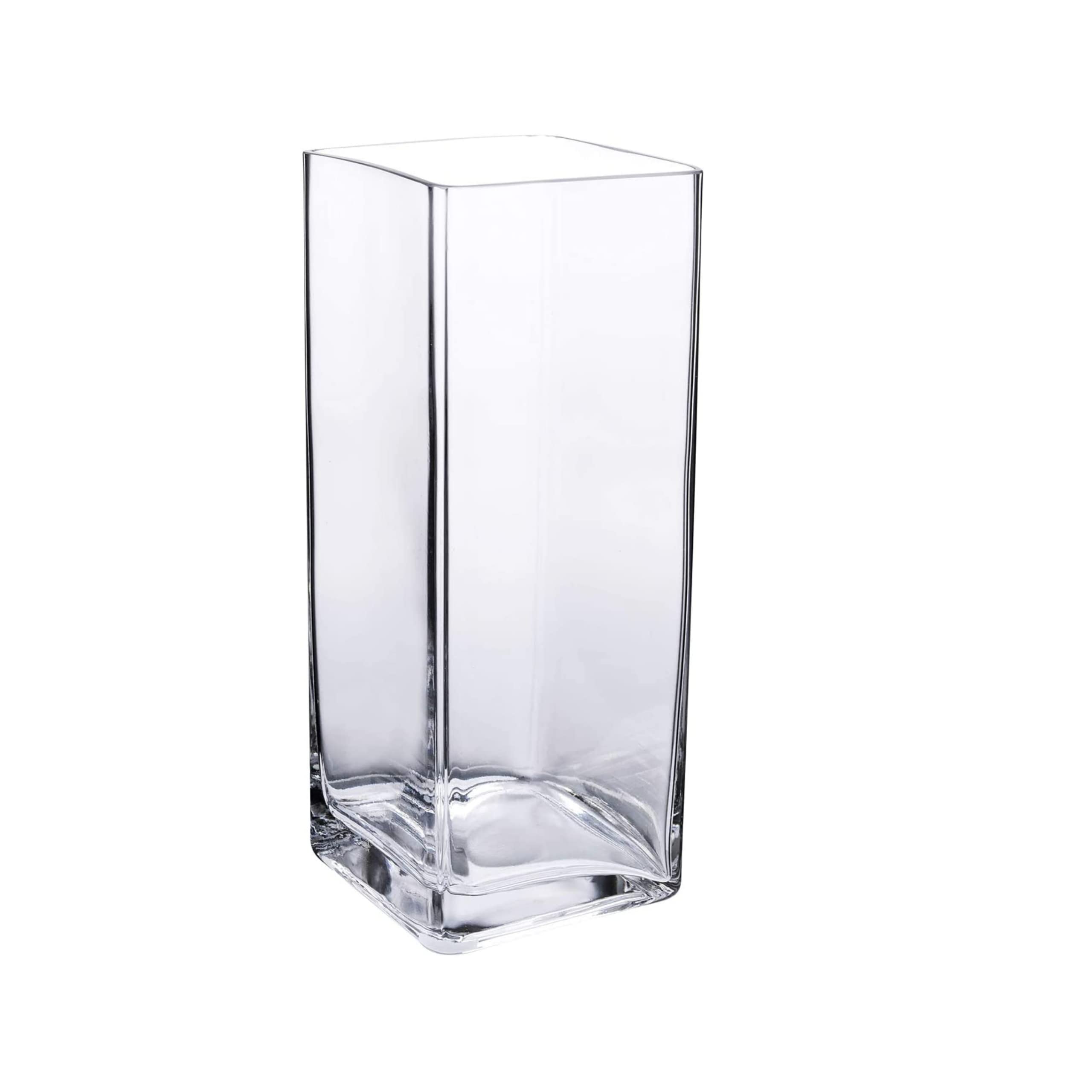 Square Glass Vases Set Of 2 Tall Square Vase Home Decorative Flower Glass Vases (H 40cm x D 10cm)