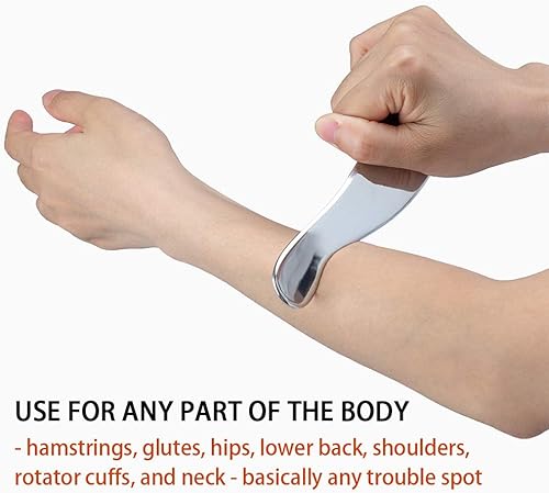 Miniatura 6 de Allshow Gua Sha Tools, herramienta de masaje de raspado de acero inoxidable, herramientas IASTM, herramientas de raspado miofascial para terapia