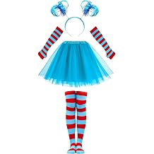 QLINLEAF Blue Tutu Cosplay Set Halloween 80s Cosplay Birthday Party