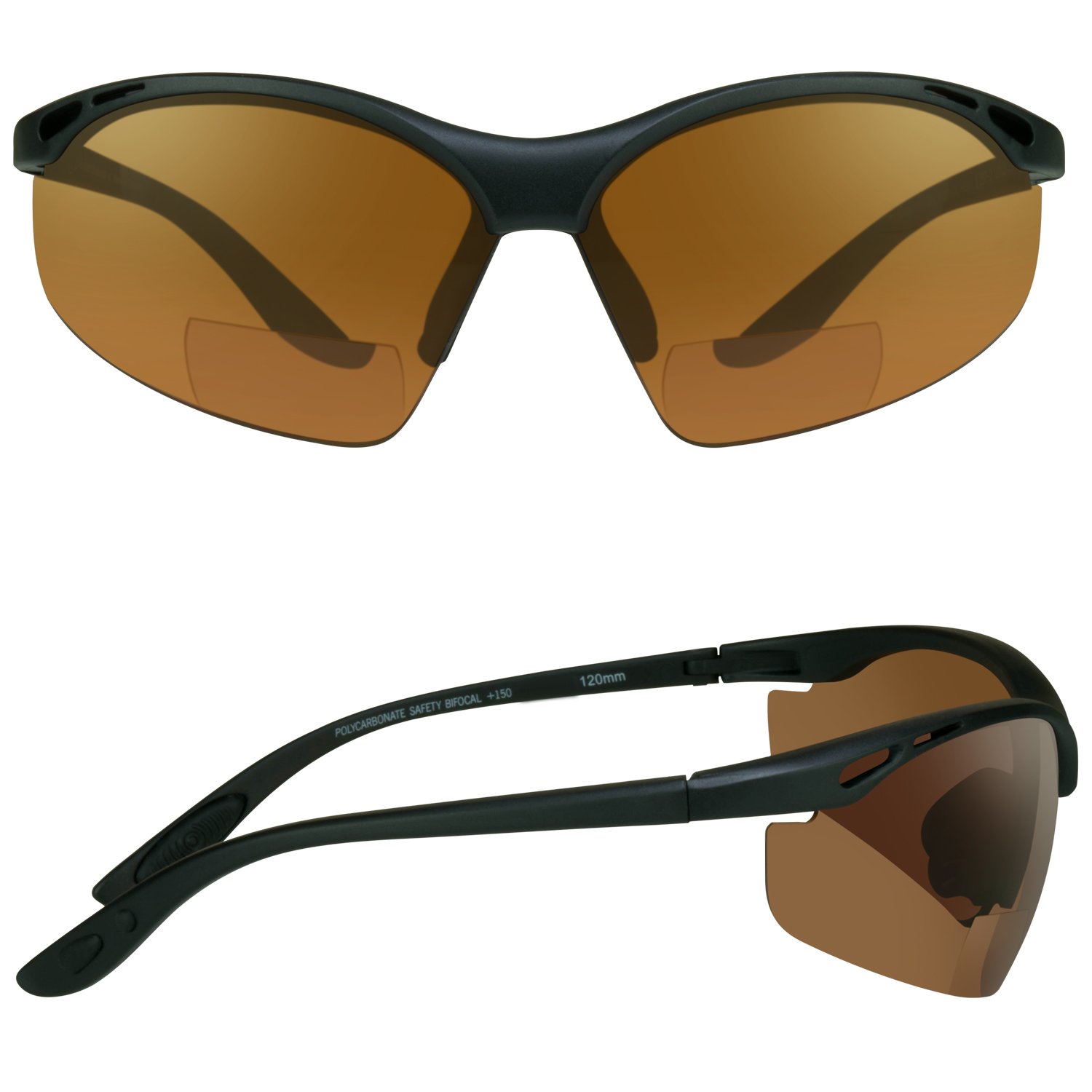 Bikershades Safety Motorcycle Bifocal Sunglass +1.50 HD Blue Light Blocker for Men and Women. Z87.1 Safety Lenses, Hard Case and Sunglass String.