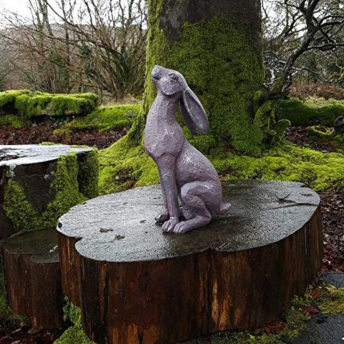 New Brown Moon Gazing Hare Garden Ornament Resin Statue