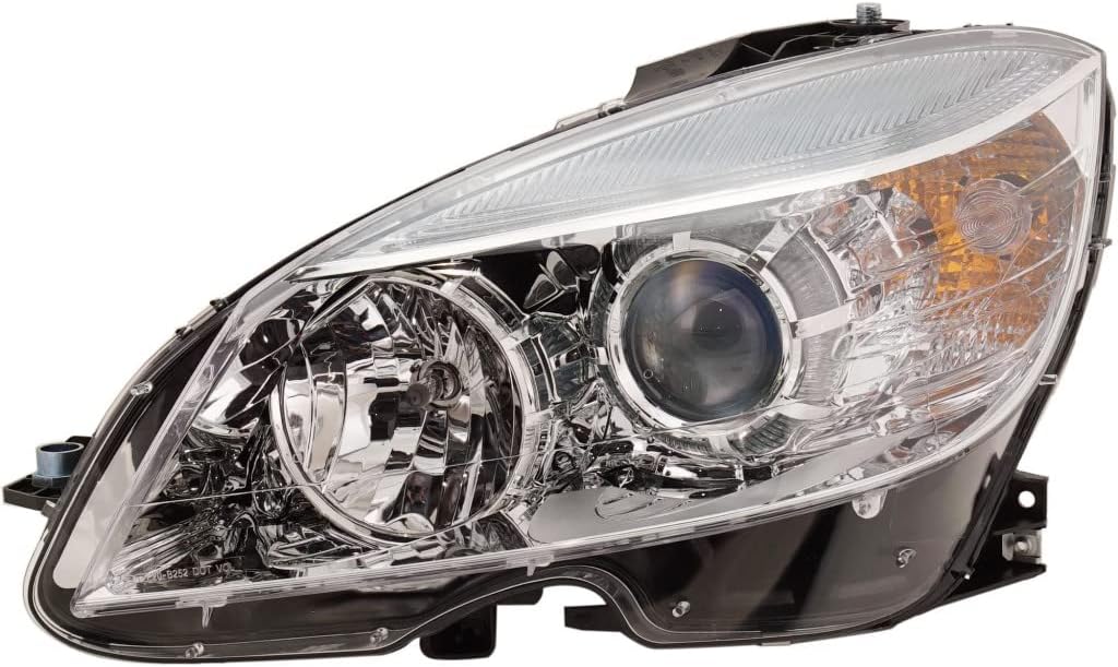 CarLights360 For Mercedes-Benz C-Class Headlight Assembly 2008 09 10 2011 Pair Driver and Passenger Side Chrome DOT Certified | MB2502163 | MB2503163 | 204 906 55 03