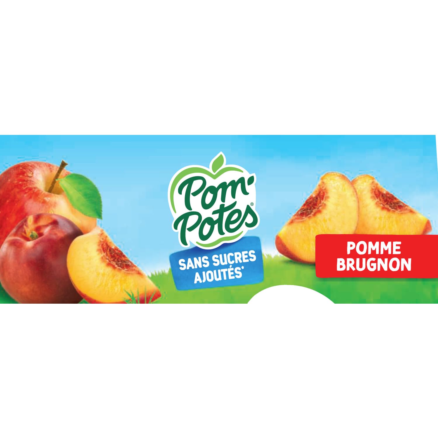 Un goûter fruité pour les petites mains curieuses - Compotes pomme brugnon sans sucres ajoutés POM'POTES - Lot de 4