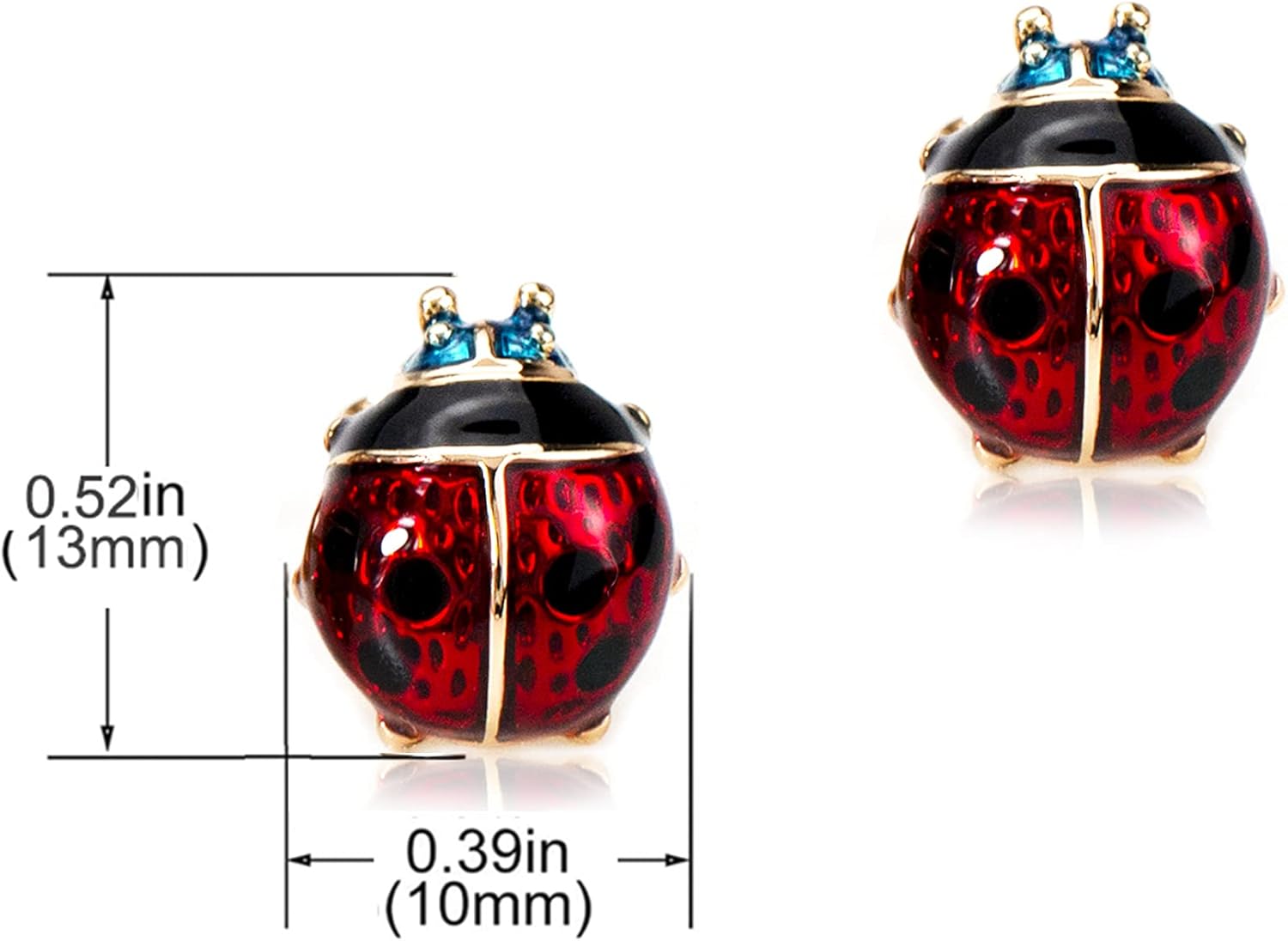 Women's Christmas Earrings,Hypoallergenic 18K Rose Gold Plated Red Ladybug Stud Earrings for Women Jewelry Gift - Image 2