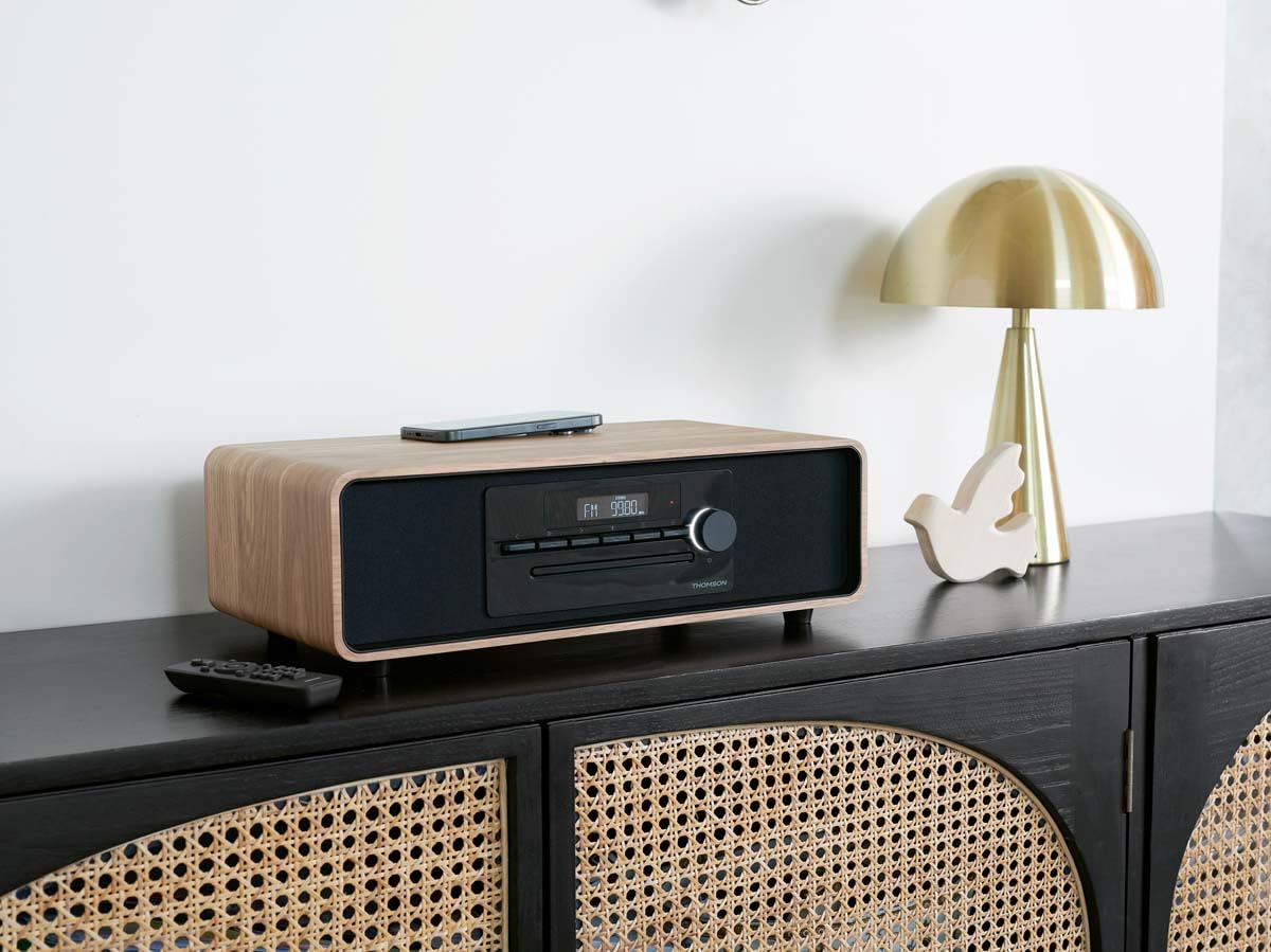 Microsistema Bluetooth - THOMSON - Nero - Radio FM/CD/MP3/USB/Induzione, 60W, Equalizzatore, Telecomando, Alimentatore. 230 V