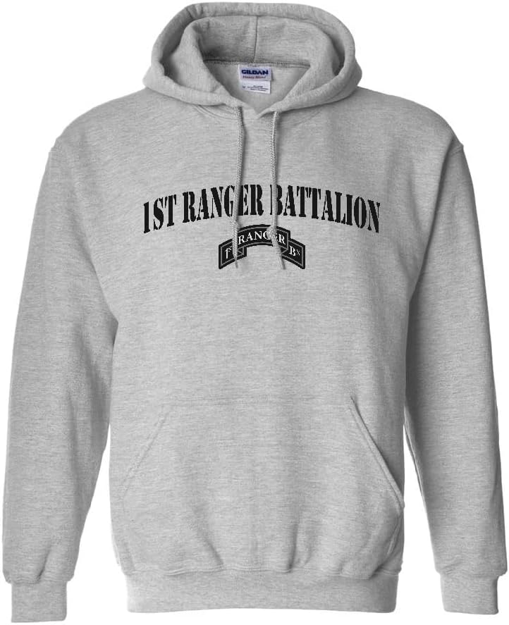 Military Productions US Army 1st Ranger Battalion Subdued Hooded Sweatshirt Officially Licensed