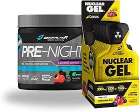 Kit Pré Treino 350g Nuclear Rush 10 saches em Gel (25g) Frutas Vermelhas - Pré NIGHT Pre Treino Noite Guaraná com Açai