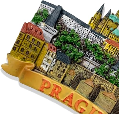 Miniatura 2 de A-ONE Praga Charles Bridge City Landmark - Imán magnético 3D para congelador en 3D, 1 unidad + parche coleccionable de iglesia Tyn, 1 imán de