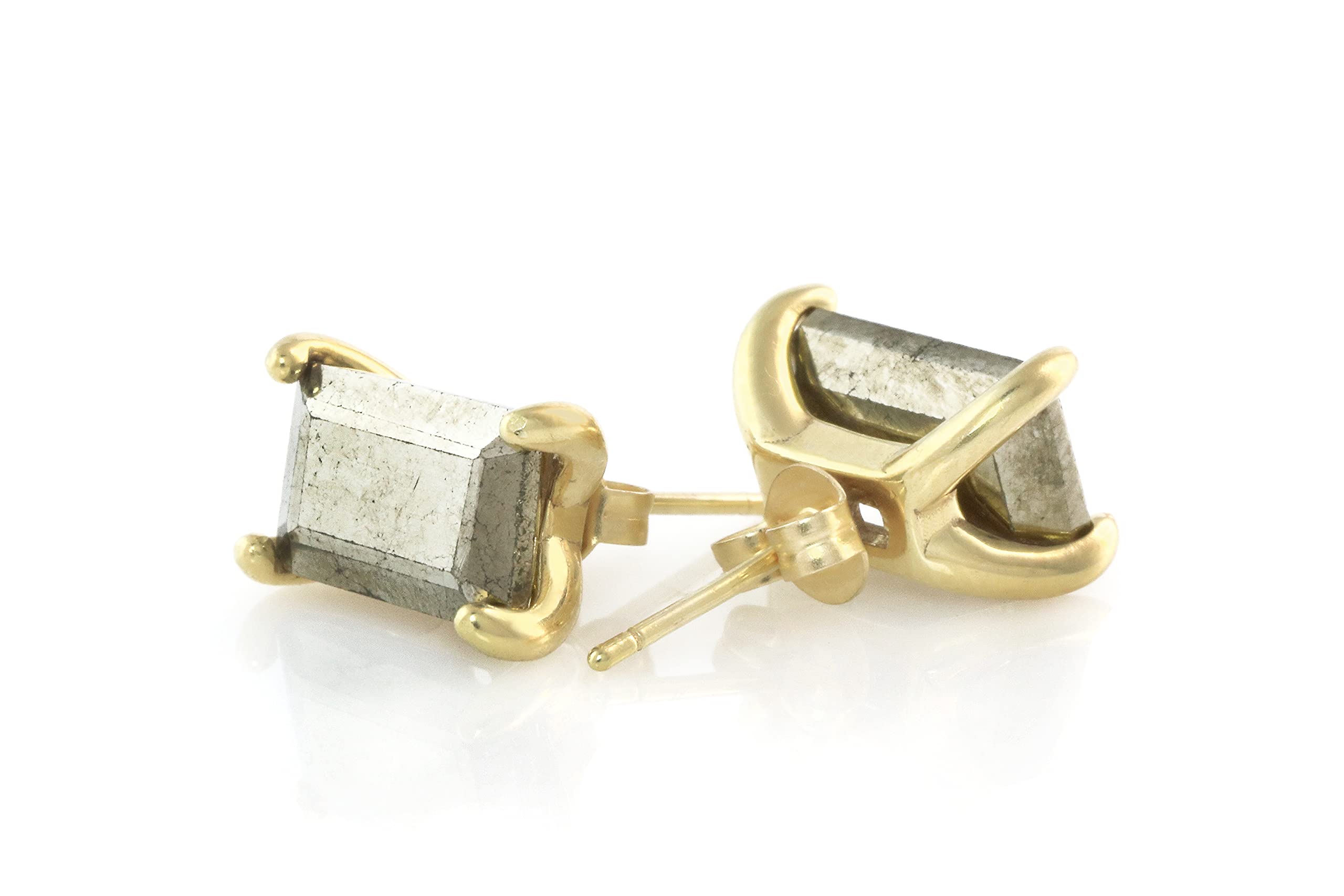 Boucles d'Oreilles Anemone Simple Pyrite de Fer - Boucles d'Oreilles Chic en Argent Sterling - Pierre Artisanale de Tous les Jours, Fait à la Main, Boucles d'Oreilles de Mariée