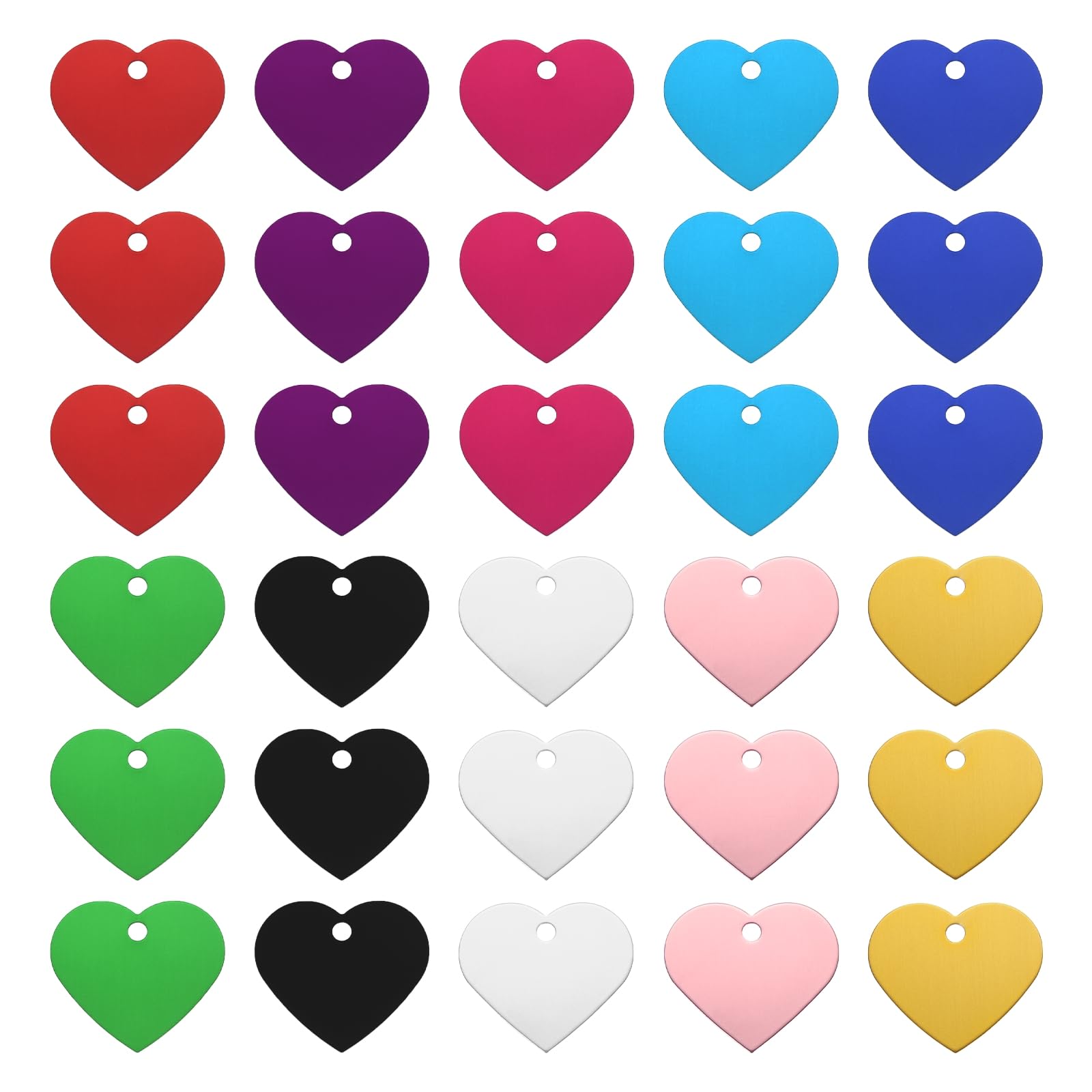 MECCANIXITY Etiquetas en blanco con estampado de corazón, etiqueta de identificación de perro en blanco, etiquetas de grabado de 10 colores para hacer collares, pulseras, etiquetas de identificación