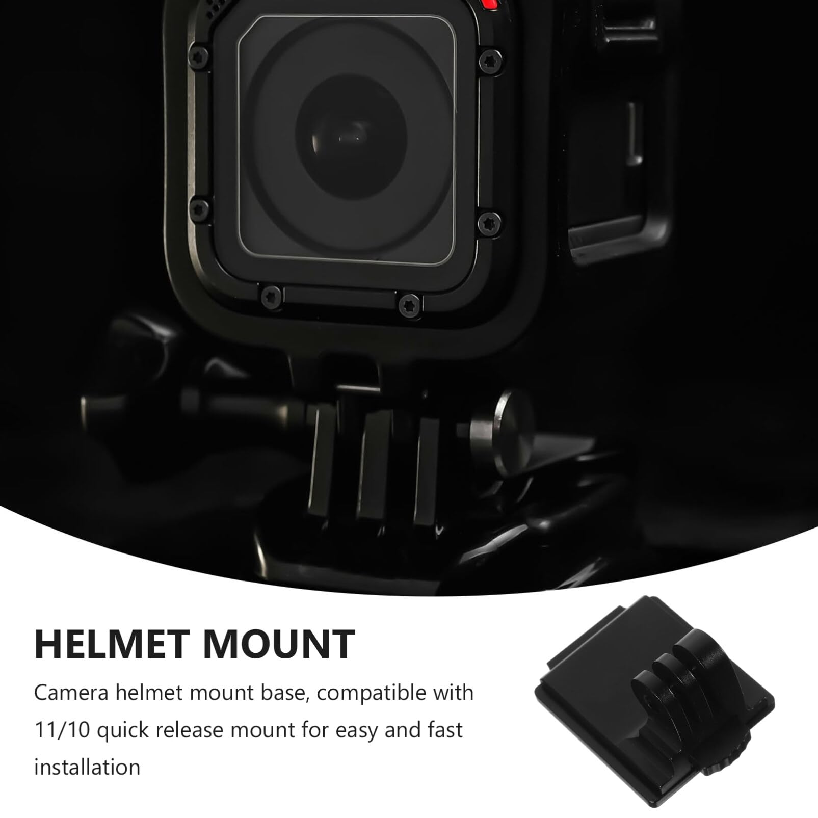Helmhalterung für Action Kamera mit Schnellverschluss, Schwarz | Aluminiumlegierung und Pvc, für Helme im Outdoor Sport, Leicht und Tragbar, Einfache Montage