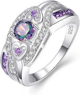 Viyuroyk 925 Sterling Silver Shiny Hollowed out colored gems Cubic Zirconia Rings Diamond Rings for Women Jewelry Findings Earring Backs Findings (US Code 8)