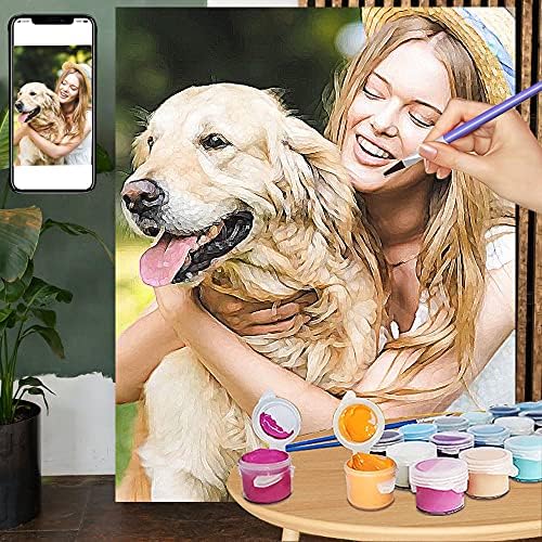 moorcowry Custom Paint by Numbers, Personalized Painting by Numbers for Adults Beginners Make Your Own Photo Acrylic Paintings Kit Gifts for Christmas Birthday (No Frame, 12X16 inch,42color)