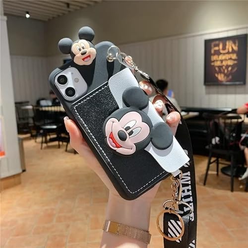 Ayvision For Iphone 12 Pro Max Case,Soft Tpu Mickey Minnie Mouse Cute Cartoon Protective Phone Case Cover For Iphone 12 Pro Max 6.7 Inch With Rope Minnie Mouse Women Girls Kids Phone Case Black #TOP1