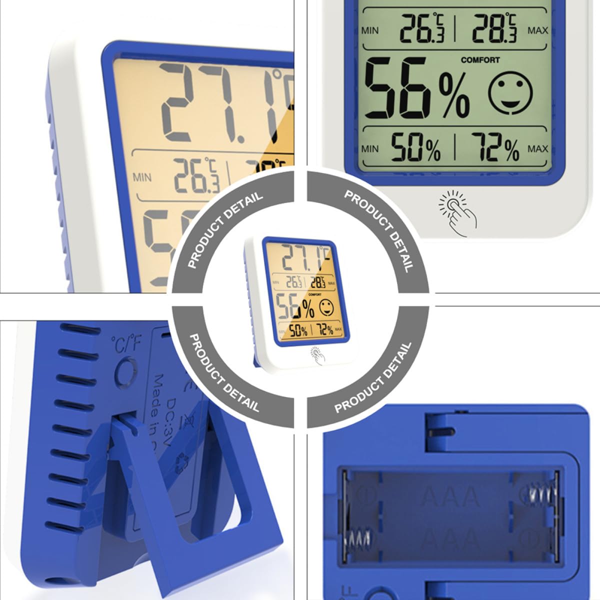 BESPORTBLE 3pièces Thermomètre Numérique Lcd Intérieur Avec Indicateur Humidité Hygromètre Électronique Pour Mesure Précise Température Humidité