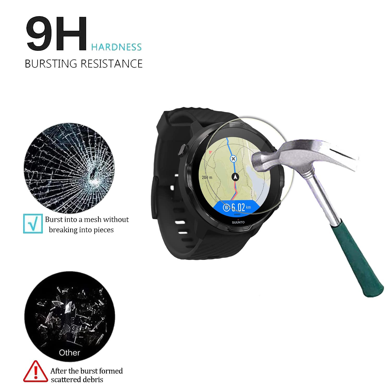 Pellicola In Vetro Temperato Per Suunto 7 – 2 Pezzi, Durezza 9H, Anti Graffio E Anti Impronte