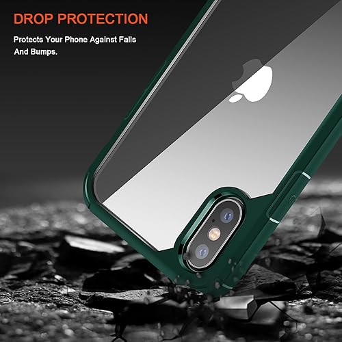 Miniatura 3 de TENDLIN Compatible con iPhone Xs CaseiPhone X Funda protectora transparente de parte trasera dura suave (verde)