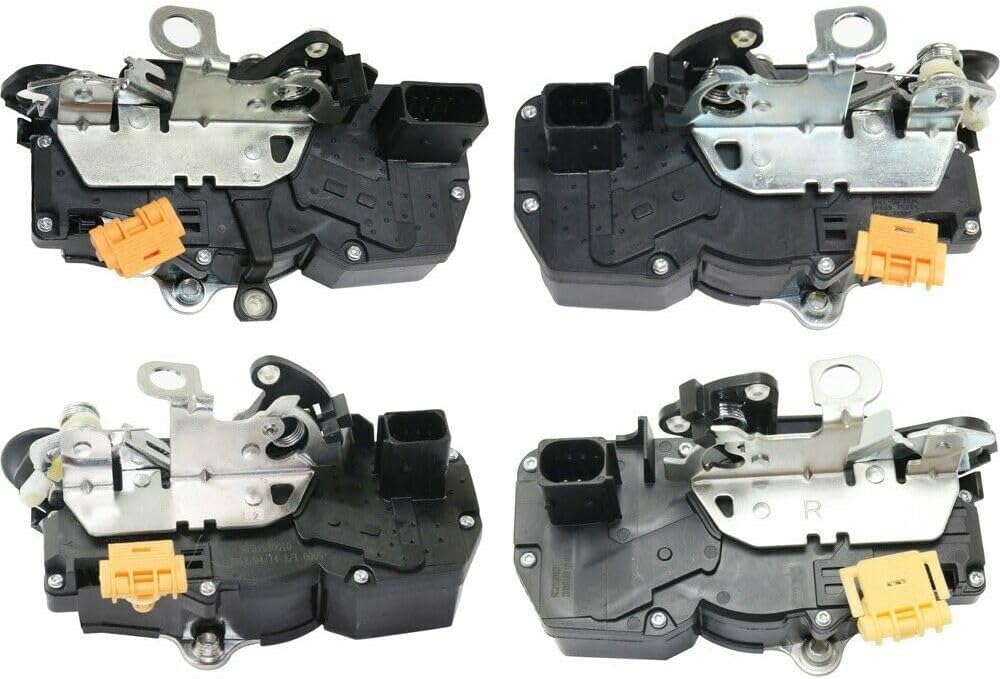 Door Lock Actuator 4pcs Integrated Latch and Assembly Front Rear Left Driver Right Passenger Side 5 Prong Blade Male Terminal and 1 Female Connector for Aura 08-09