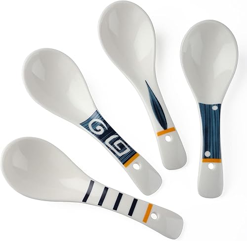 Miniatura 4 de Juego de 4 cucharas de sopa asiáticas de cerámica, cucharas japonesas de ramen, cucharas de sopa china de porcelana para fideos ramen, mezcla Pho