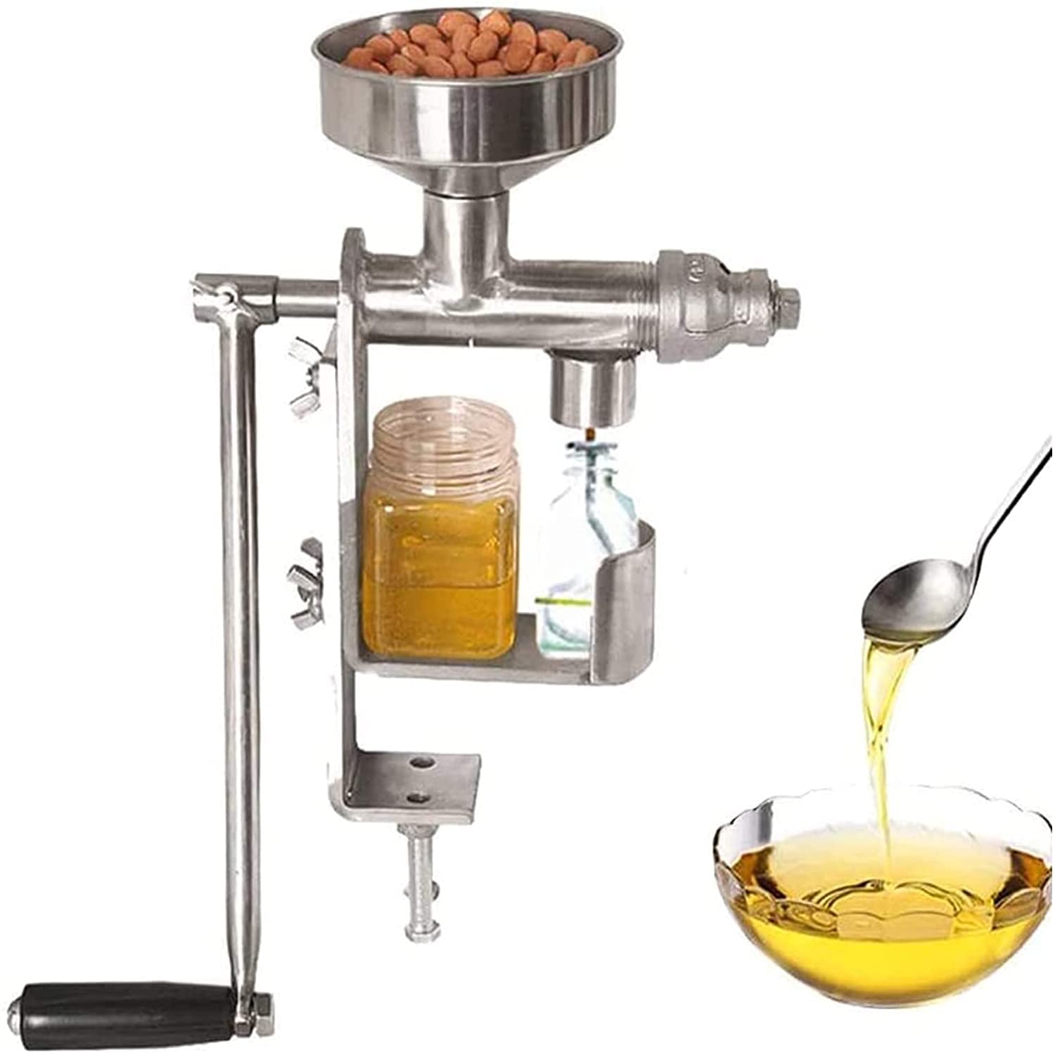 手動オイルプレスマシン　ステンレス卓上小型搾油機　家庭用 Amazon | OilPressMachine 搾油機 卓上油搾り機 フルセット 手動