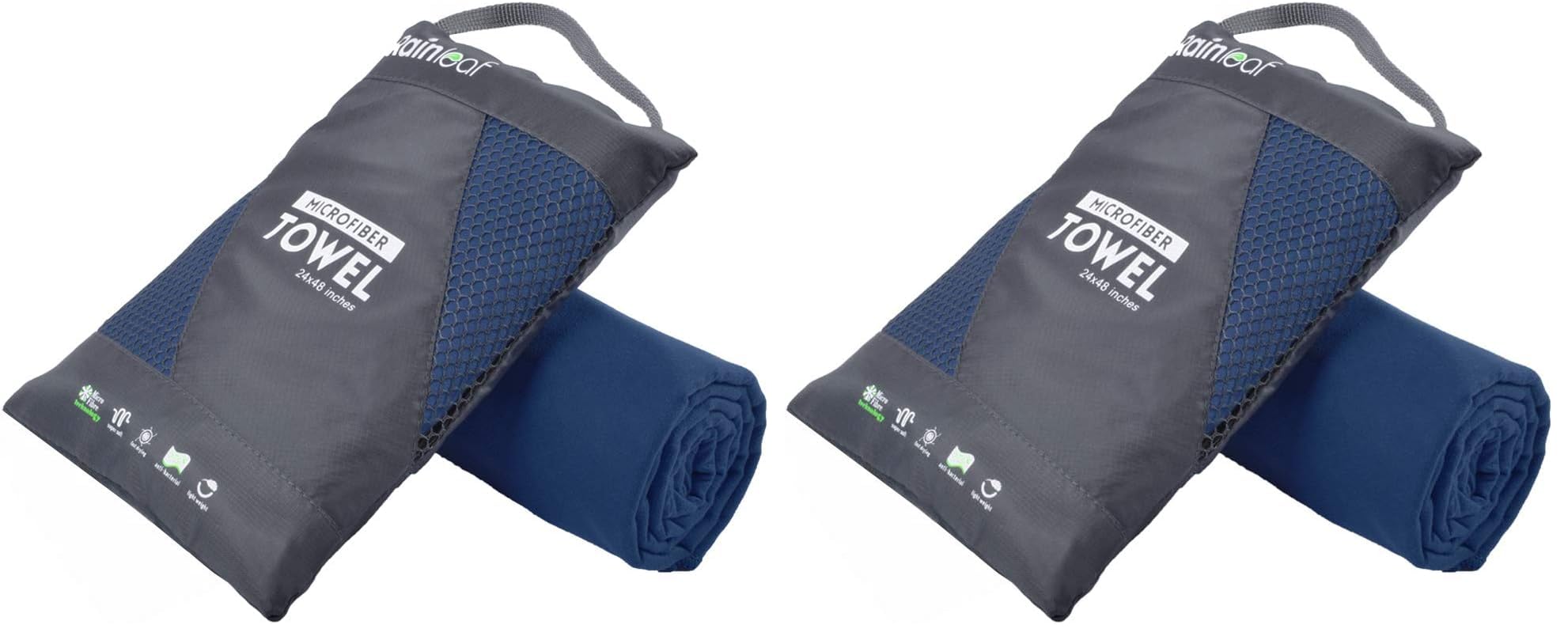 Rainleaf Microfiber Towel Quick Dry Camping &amp; Travel &amp; Gym Towel. Compact | Super Absorbent, Lightweight, Fast Drying. Suitable for Beach, Bath, Backpacking, Hiking, Swim.