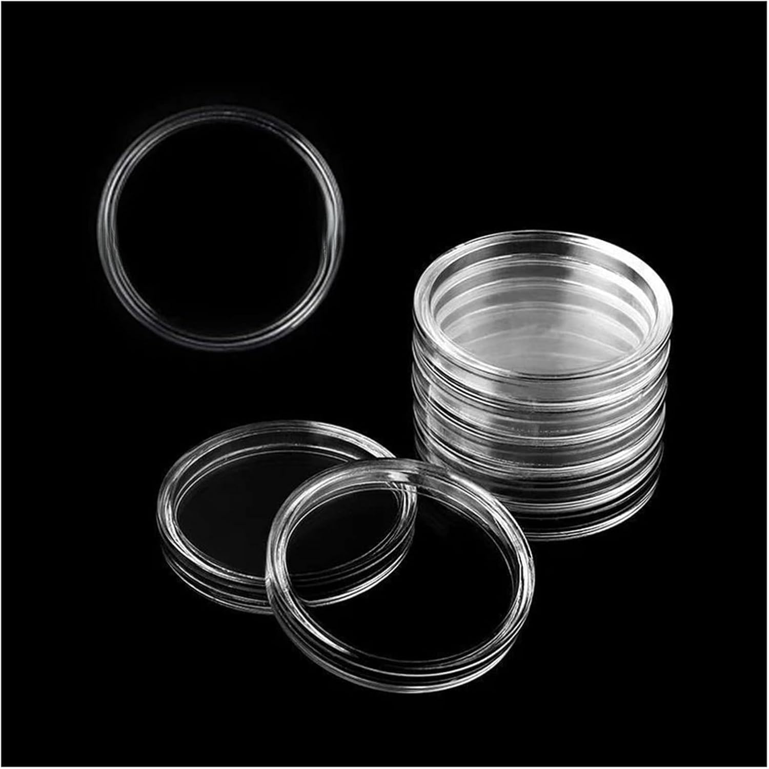 21/23/25/30/32/38/40/45mm コインカプセル収納ボックス 透明プラスチック製コイン