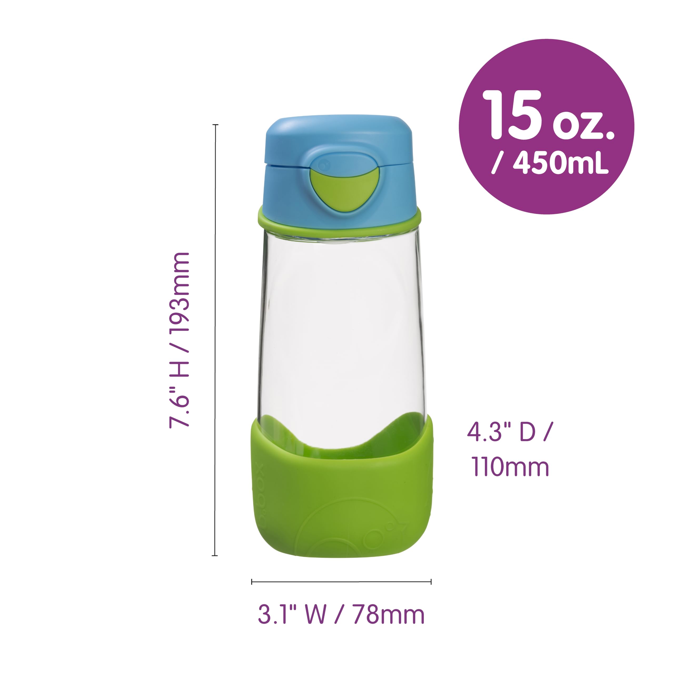 b.box Sport Spout Water Bottle for Kids | 450ml | Leakproof Lid | Easy Grip Triangle Shape | Tilt & Sip Design | Durable & BPA Free | Ideal for School, Travel & Sports