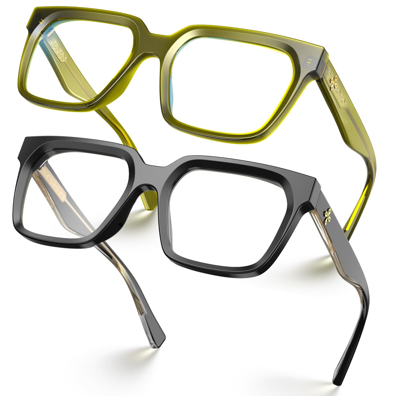 VISOONE 2 Pack Rectangle TR90 Blue Light Blocking Glasses Computer Eyewear