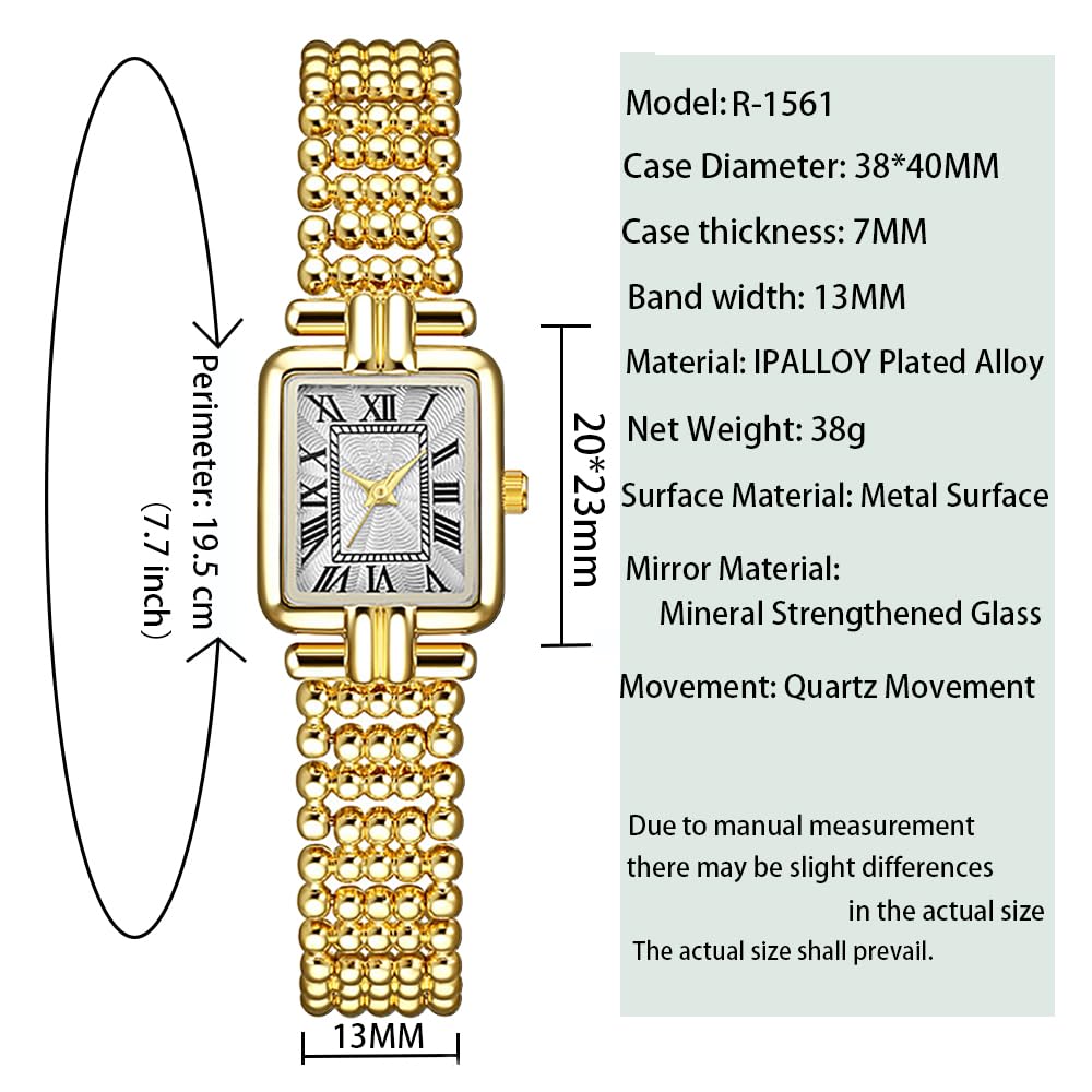 Reloj de pulsera vintage con números romanos para mujer, con opciones doradas o plateadas, esfera cuadrada, resistente al agua hasta 30 m, elegante regalo de joyería