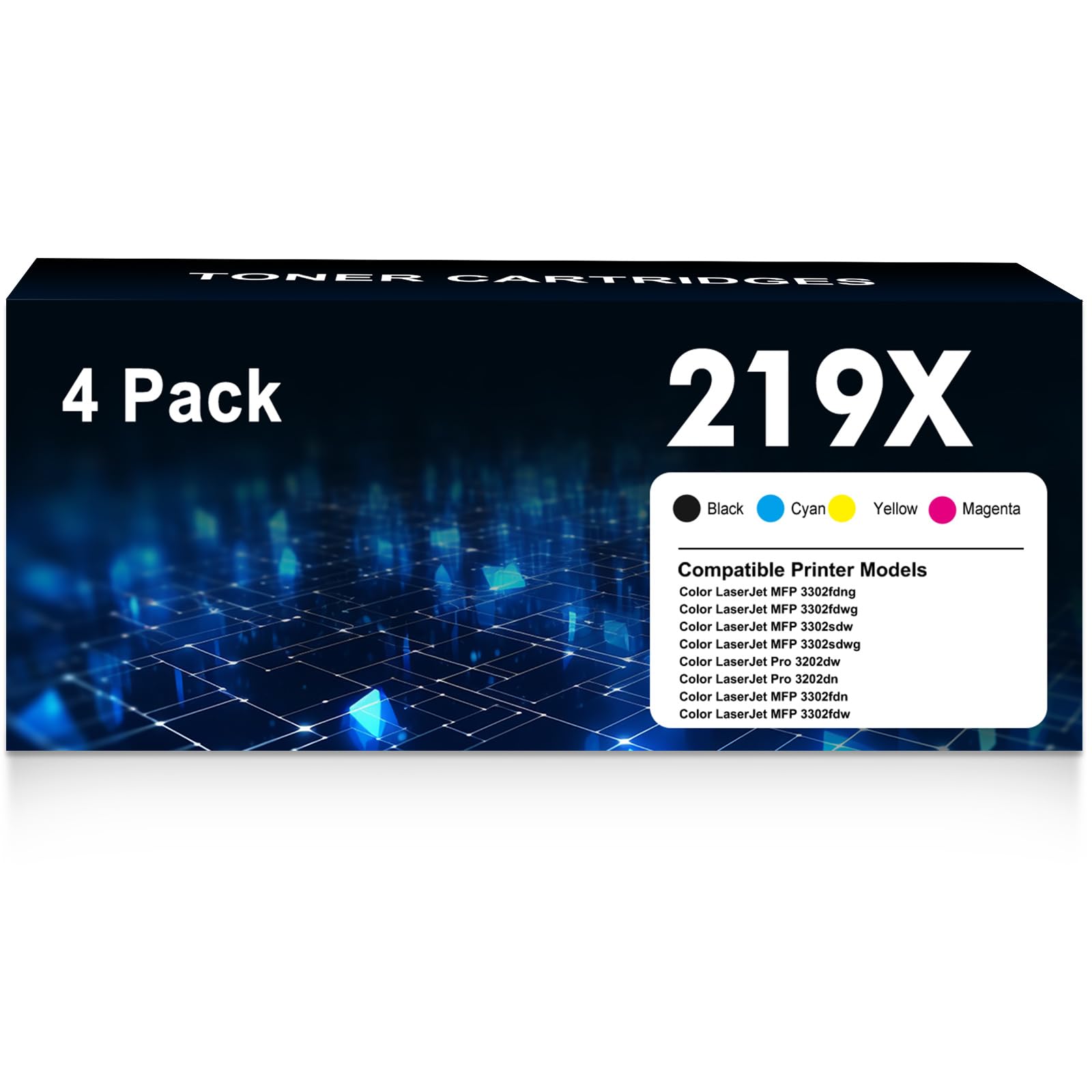219X 219A MFP 3302FDWG Toner Kompatibel für HP 219X 219A W2190X für HP Color LaserJet Pro MFP 3302FDWG 3302SDWG 3302FDNG 3302FDW 3302FDN 3202DW 3202DN (4er-Pack, Schwarz Cyan Gelb Magenta)