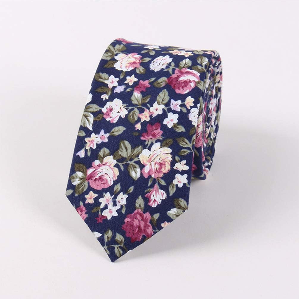 FEOYA Men's Cotton Ties Printed Floral Skinny Neckties