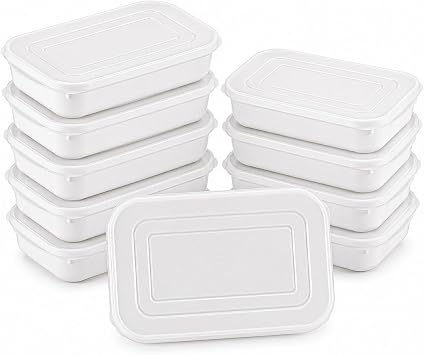10x Refrigerator Food Storage Containers Stackable Fridge Organizer Boxes with Airtight Lids Portable Meal Prep Containers for Fruit Vegetables Meat Bacon Microwave Safe White