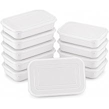 10x Refrigerator Food Storage Containers Stackable Fridge Organizer Boxes with Airtight Lids Portable Meal Prep Containers for Fruit Vegetables Meat Bacon Microwave Safe White