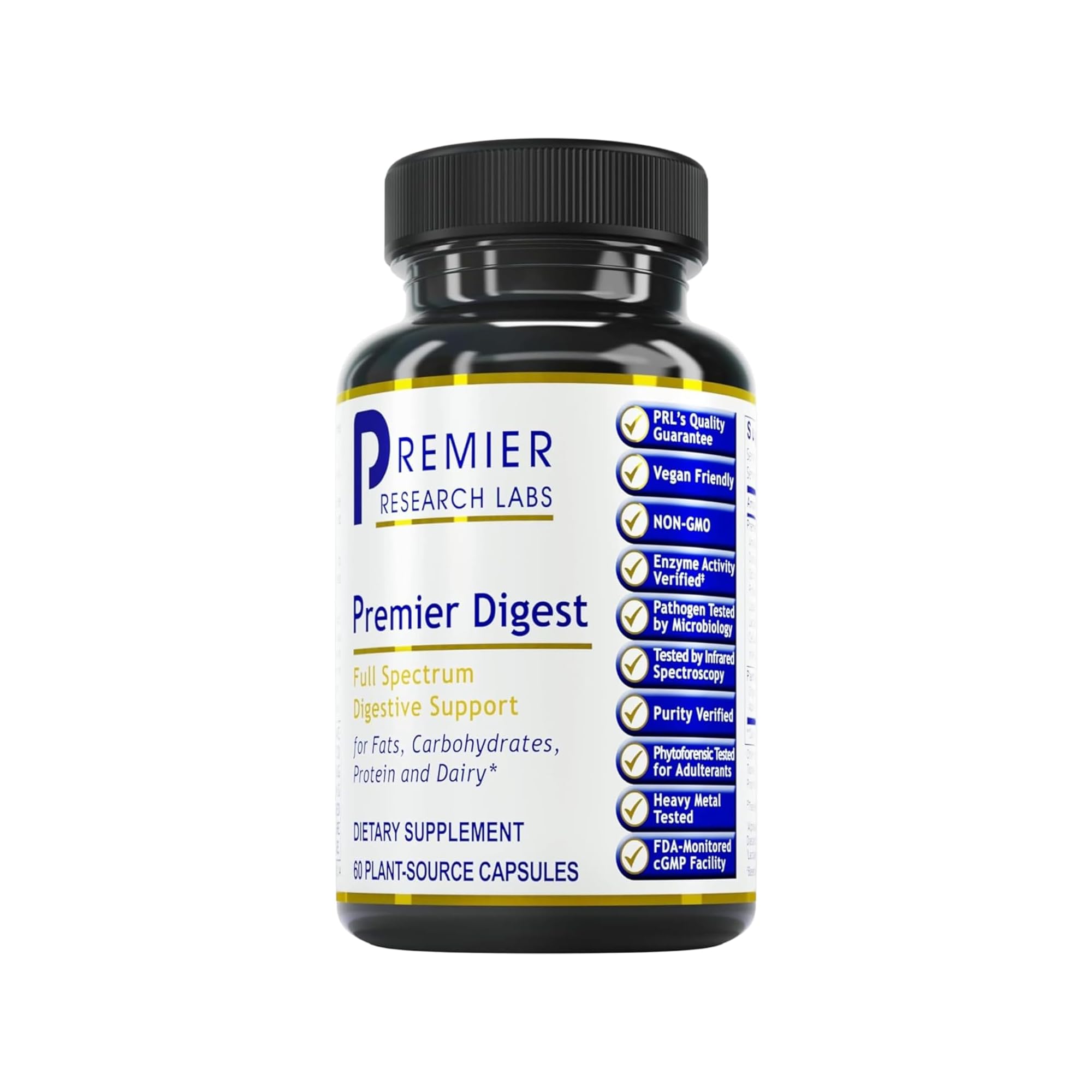 Premier Research LabsActive Digestive Enzymes with Probiotic and Prebiotics - Promotes Full-Spectrum Digestive Support - with Amylase, Protease & Lipase, 60 Plant-Sourced Capsules